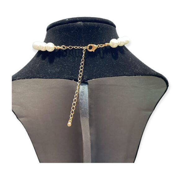 Fashion Costume Jewelry Plastic Pearl Cream Chocker Earring Set - Picture 3 of 6